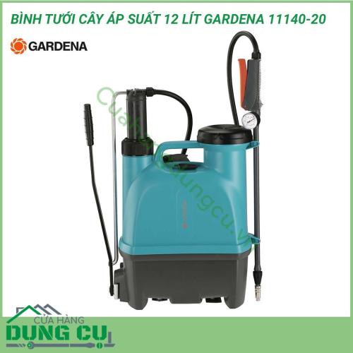 Bình tưới cây áp suất 12 lít Gardena 11140-20 với sức chứa lên đến 12 lít trong bình điều này làm cho nó trở nên lý tưởng cho việc chăm sóc các loại cây như cây ăn quả hoặc thậm chí là cây dây leo trong các khu vườn lớn.