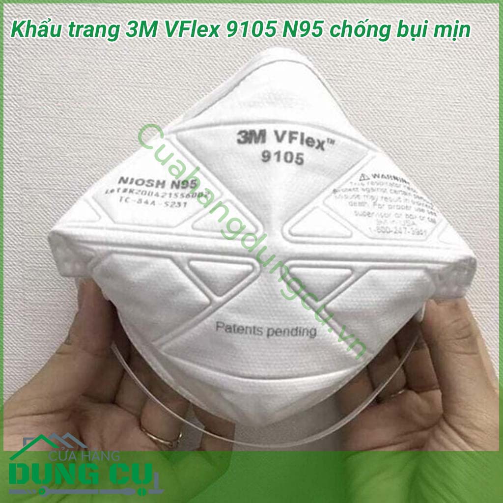 Khẩu trang 3M VFlex 9105 N95 chống bụi và virus&nbsp;là sản phẩm khẩu trang cao cấp đến từ thương hiệu 3M. Sản phẩm khẩu trang N95 9105&nbsp;với khả năng lọc được hạt hạt PM siêu nhỏ, lọc được mùi khó khó chịu, lọc được cả vi khuẩn virut gây hại đến sức khỏe
