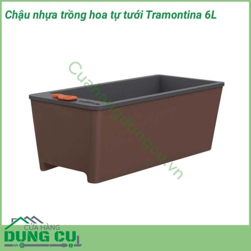 Chậu nhựa trồng hoa tự tưới Tramontina 6L được làm bằng nhựa polypropylene cao cấp chịu lực, chống tia cực tím với tuổi thọ cao hơn, chống phai màu và thiết kế vô cùng đẹp mắt.