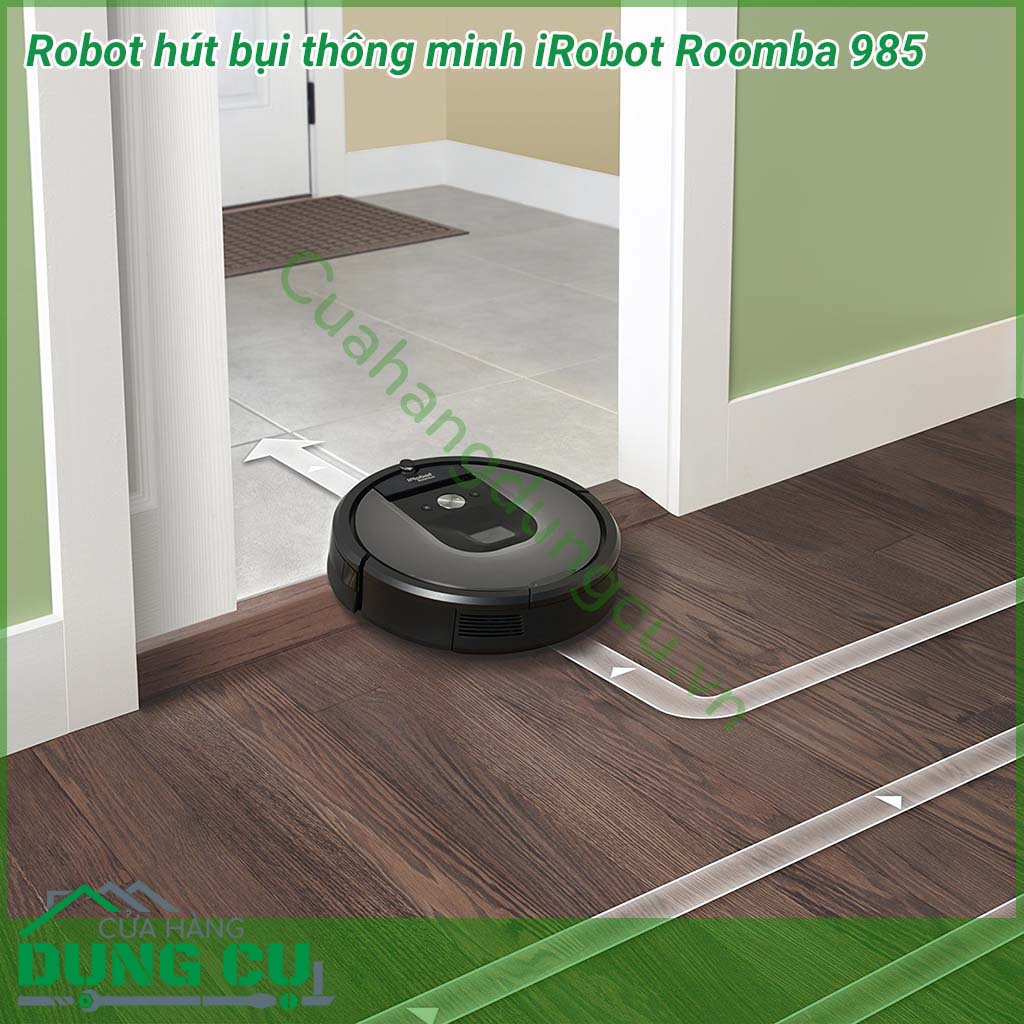Robot hút bụi thông minh iRobot Roomba 985&nbsp;cho sàn nhà sạch hơn. Robot định vị liên tục để làm sạch từng ngóc ngách ngôi nhà, theo dõi vị trí sạc để có thể quay về sạc và tự động quay lại làm cho đến khi công việc hoàn tất.