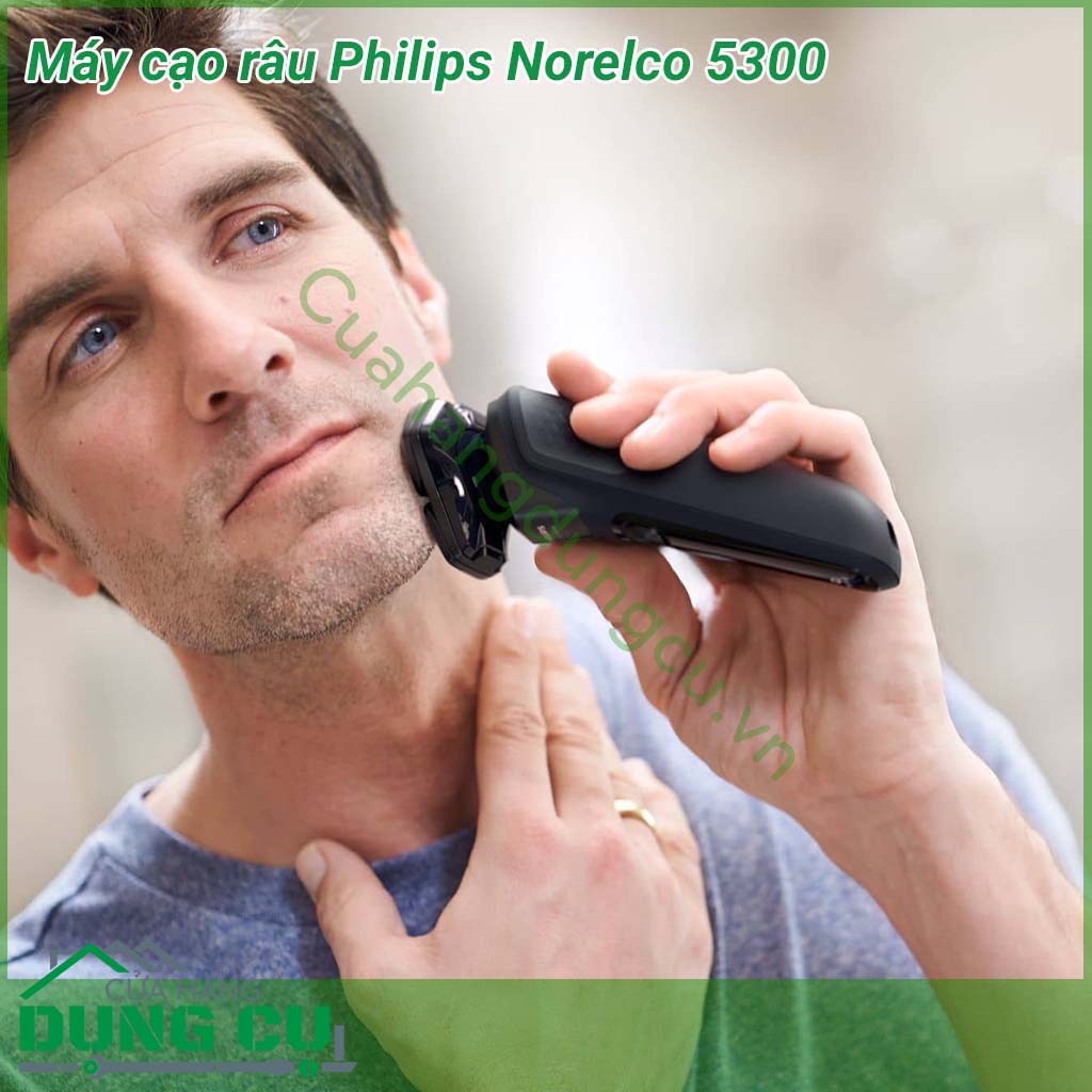 Máy cạo râu Philips Norelco 5300&nbsp;mạnh mẽ, nhẹ nhàng trên da, mang lại cảm giác cạo râu mạnh mẽ nhưng thoải mái, giờ đây cạo được nhiều vị trí hơn trên sau mỗi buổi sáng với lưỡi SkinProtect.