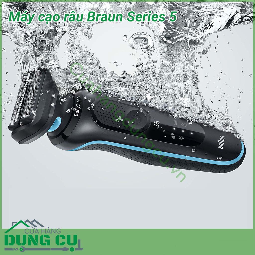 Máy cạo râu Braun Series 5 với thiết kế thân máy dạng thọn dài, bề mặt dạng cao su mềm&nbsp;mặt nhám kèm với các điểm tỳ giúp cho việc cầm nắm máy khi thao tác&nbsp;cạo râu một cách dễ dàng và thoải mái nhất.