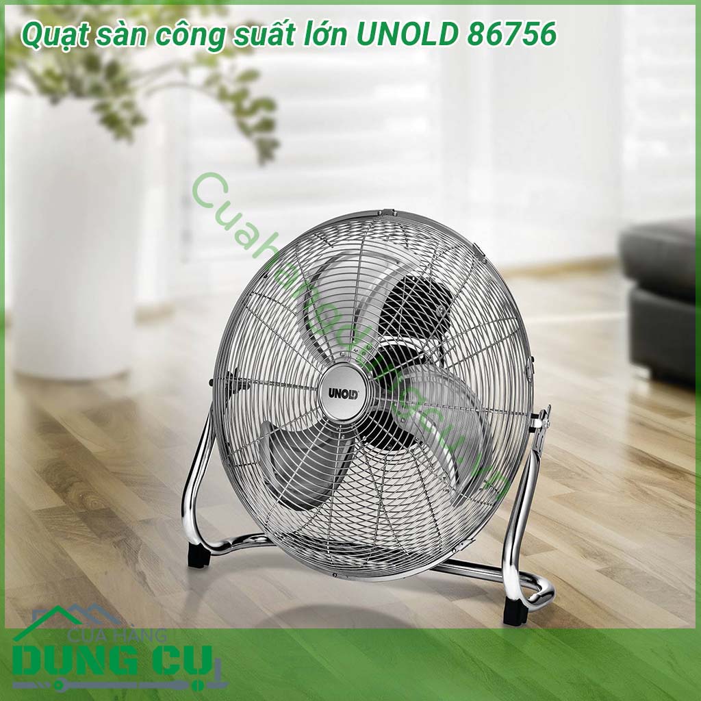 Quạt sàn công suất lớn UNOLD 86756&nbsp;thu hút ánh nhìn với một chút cổ điển và màu bạc sáng bóng của vật liệu inox cao cấp. Quạt sàn Unold&nbsp;sẽ mang đến những làn gió dễ chịu đầy sảng khoái.