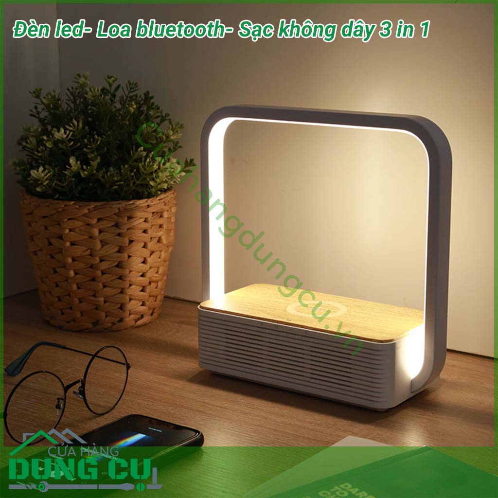 Đèn led - Loa bluetooth - Sạc không dây 3 in 1 đa năng,&nbsp;thiết kế sang trọng, nhỏ gọn và cực kỳ thuận tiện khi mang theo bên mình.
