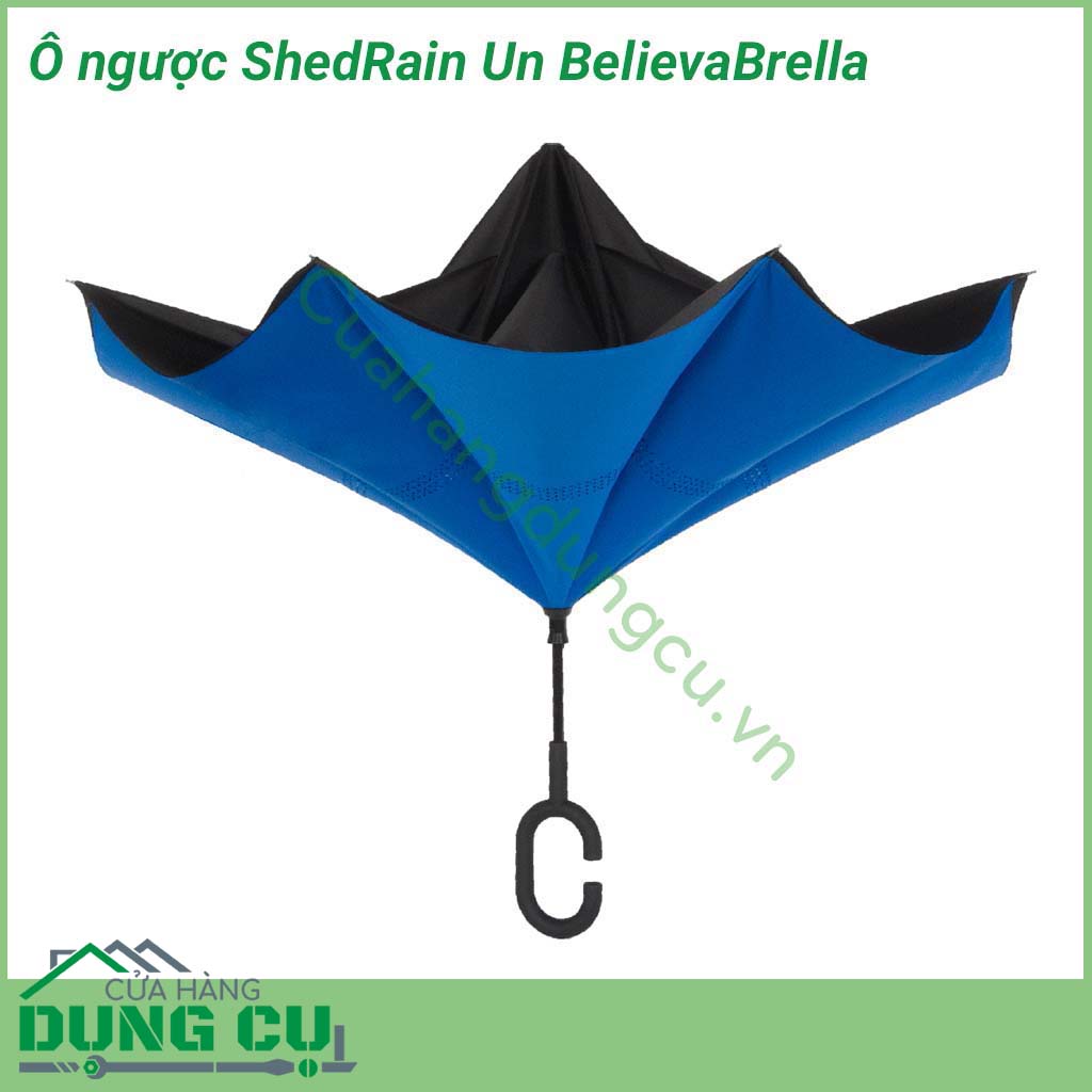 Ô ngược ShedRain Un BelievaBrella&nbsp;Thiết kế đột phá; mở và đóng theo chiều ngược lại so với ô truyền thống.&nbsp;Vô cùng phù hợp với những người thường xuyên đi ô tô. Ô có 2 lớp vải chống thấm nước; tăng cường khả năng chống nắng; che mưa.