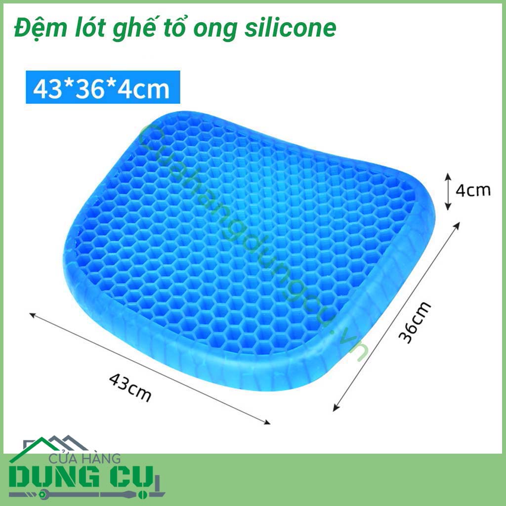 Đệm lót ghế tổ ong silicon với thiết kế tổ ong, độ bền cao và có sức đàn hồi cực tốt dựa trên nguyên tắc hấp thụ áp lực tuyệt đối, đệm ngồi lâu không bị biến dạng, càng ngồi lâu càng thoải mái.
