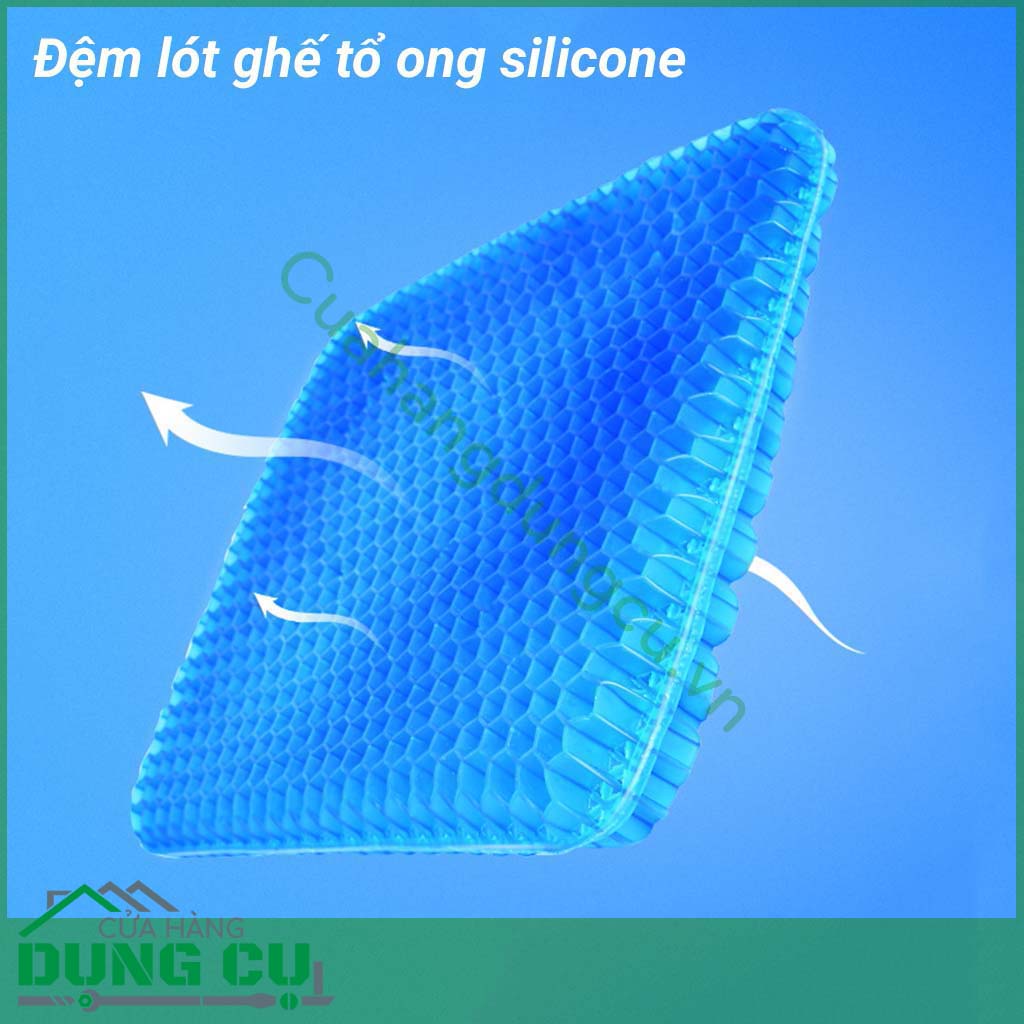 Đệm lót ghế tổ ong silicon với thiết kế tổ ong, độ bền cao và có sức đàn hồi cực tốt dựa trên nguyên tắc hấp thụ áp lực tuyệt đối, đệm ngồi lâu không bị biến dạng, càng ngồi lâu càng thoải mái.