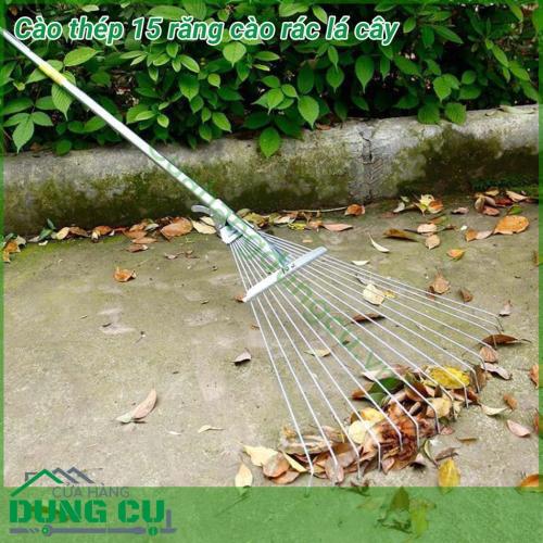 Cào thép 15 răng cào rác lá cây thiết kế thông minh có thể thu ngắn kéo dài rất tiện lợi di chuyển cất giữ. Với 15 răng bằng thép các lá khô bọc nylon dễ dàng được thu gom một cách dễ dàng Trọng lượng nhẹ người lớn trẻ em đều có thể sử dụng