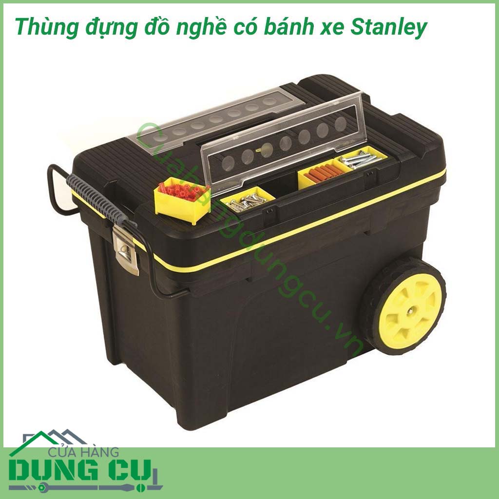 Thùng đựng đồ nghề có bánh xe Stanley 1-92-904&nbsp;được thiết kế nhỏ gọn, được làm bằng nhựa ABS cao cấp, không thấm nước, dùng để chứa đụng các thiết bị, dụng cụ cầm tay. Thùng có trọng lượng nhẹ, dễ dàng di chuyển khi làm việc.