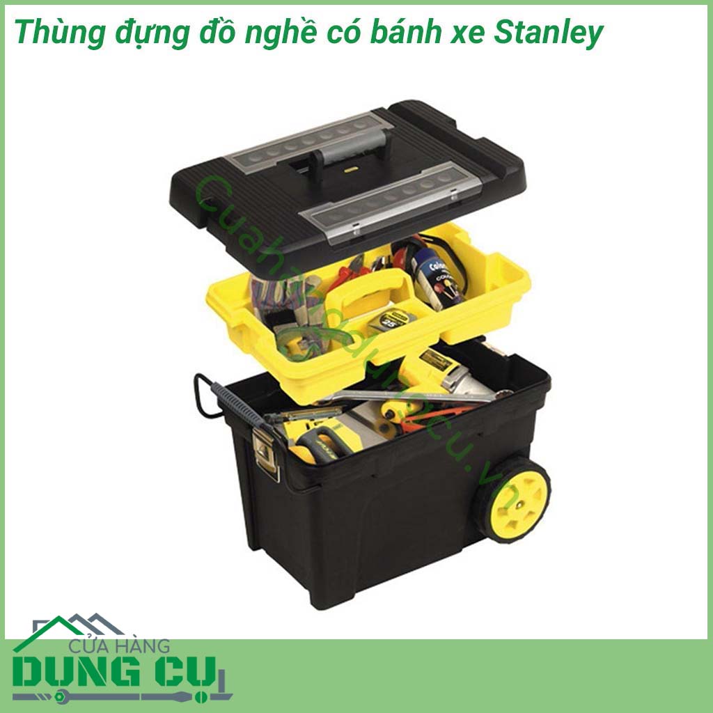 Thùng đựng đồ nghề có bánh xe Stanley 1-92-904&nbsp;được thiết kế nhỏ gọn, được làm bằng nhựa ABS cao cấp, không thấm nước, dùng để chứa đụng các thiết bị, dụng cụ cầm tay. Thùng có trọng lượng nhẹ, dễ dàng di chuyển khi làm việc.