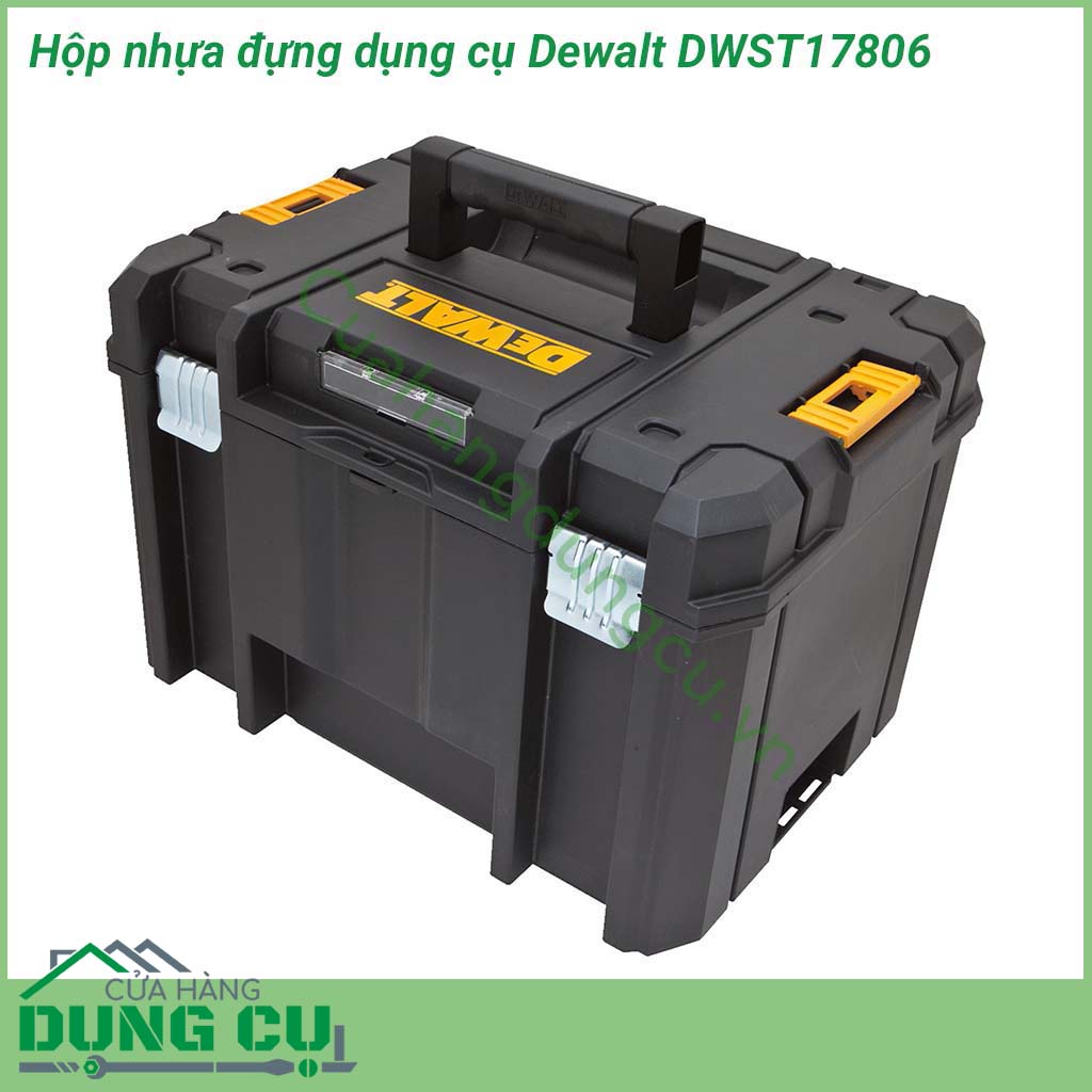 Hộp nhựa đựng dụng cụ Dewalt DWST17806 được làm từ nhựa ABS có đặc tính dẻo dai, khó nứt vỡ, chịu va đập tốt, đảm bảo độ bền sử dụng dài lâu.
