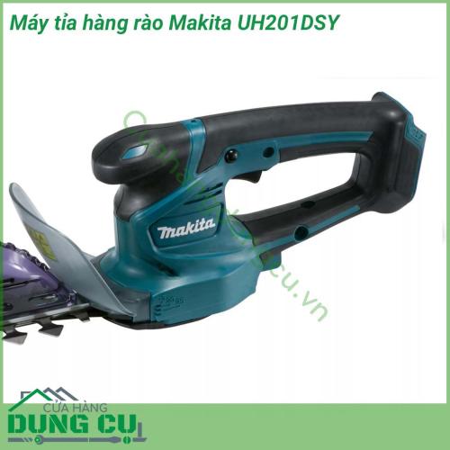 Máy tỉa hàng rào cầm tay Makita UH201DSY dùng pin nhỏ gọn và tiện ích vô cùng khi trang bị điện thế pin 12V không dây, cho tốc độ cắt 2.500 vòng/phút, chiều dài 200mm cho khả năng cắt tỉa mạnh mẽ