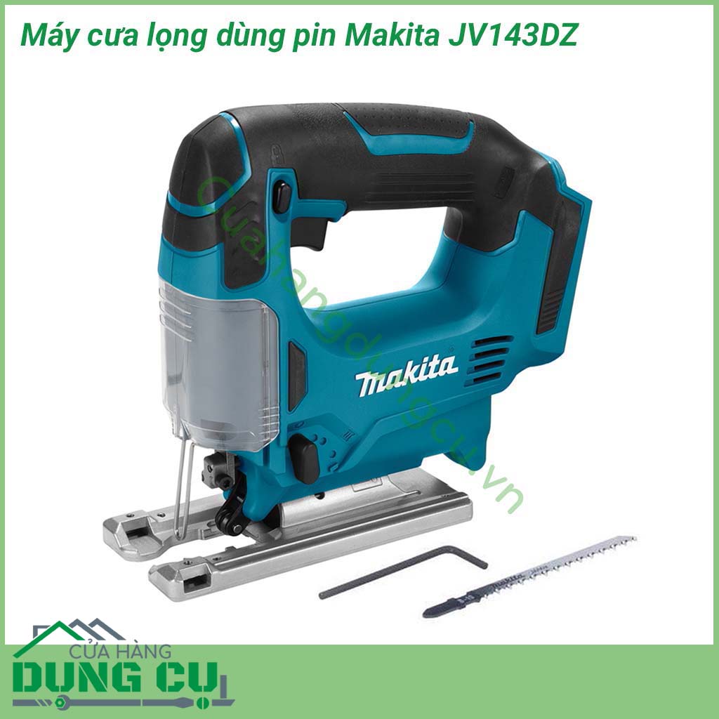 Máy cưa lọng dùng pin Makita JV143DZ&nbsp;nhỏ gọn,&nbsp;được sản xuất từ chất liệu cao cấp, tạo độ rắn chắc, bền bỉ, có khả năng chịu lực cao không bị biến dạng khi bị va chạm. Lưỡi cưa sắc bén&nbsp;giúp việc cưa các tấm gỗ, kim loại… trở nên nhanh chóng và hiệu quả.