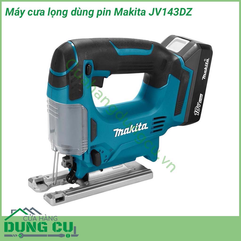 Máy cưa lọng dùng pin Makita JV143DZ&nbsp;nhỏ gọn,&nbsp;được sản xuất từ chất liệu cao cấp, tạo độ rắn chắc, bền bỉ, có khả năng chịu lực cao không bị biến dạng khi bị va chạm. Lưỡi cưa sắc bén&nbsp;giúp việc cưa các tấm gỗ, kim loại… trở nên nhanh chóng và hiệu quả.