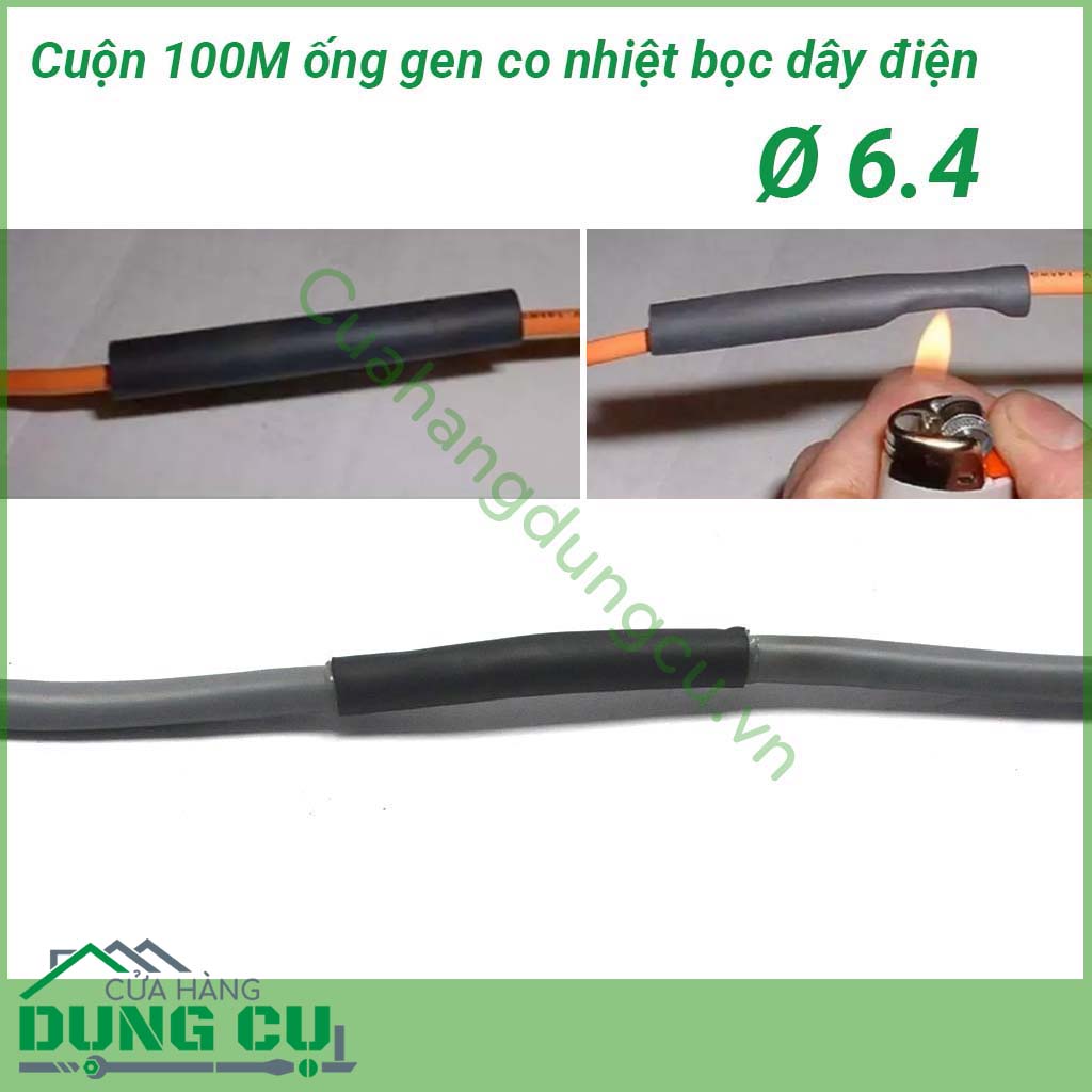 Cuộn 100m ống gen co nhiệt cách điện&nbsp;mềm, ổn định, nhiệt độ co thấp, thời gian xảy ra hiện tượng co nhanh. Bảo vệ, che chắn các mối hàn nối dây một cách an toàn và hiệu quả