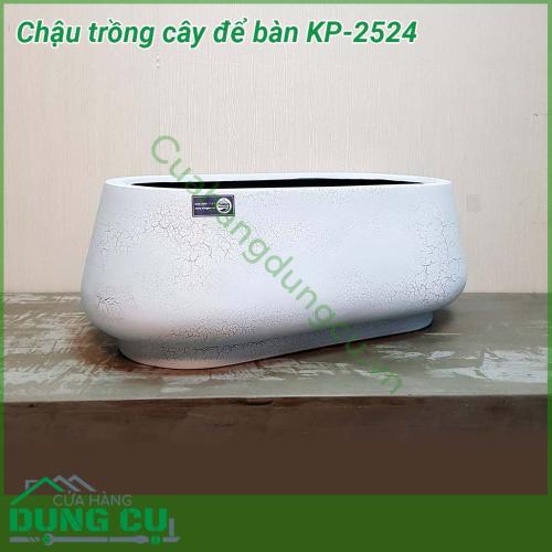 Chậu trồng cây để bàn Composite KP-2524 được làm từ chất liệu bền bỉ đem đến khả năng chống va đập tốt, đảm bảo được độ bền chắc, hiện đại của chậu. Đường nét đơn giản, hiện đại khiến cho chậu đá mài luôn là lựa chọn cho các công trình kiến trúc mới.