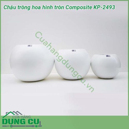 Chậu trồng hoa hình tròn Composite KP-2493 có kiểu dáng và màu sắc hiện đại, độ bền cao. Chậu mang nét đẹp hiện đại phù hợp với nét sống hiện đại ngày nay. Được mọi người yêu thích và lựa chọn để trang trí cho ngôi nhà, sân vườn, công ty hay nhà hàng…