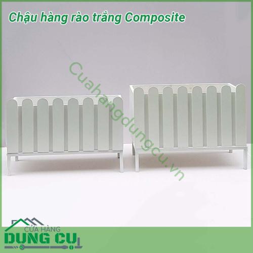 Chậu hàng rào trắng Composite được làm từ chất liệu nhựa composite siêu bền, siêu đẹp để ngoài trời nắng mưa thoải mái không lo hỏng, rất dày dặn, chắc chắn. Chậu thiết kế với mẫu mã đẹp, bắt mắt.