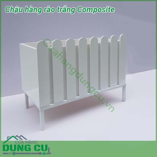 Chậu hàng rào trắng Composite được làm từ chất liệu nhựa composite siêu bền, siêu đẹp để ngoài trời nắng mưa thoải mái không lo hỏng, rất dày dặn, chắc chắn. Chậu thiết kế với mẫu mã đẹp, bắt mắt.