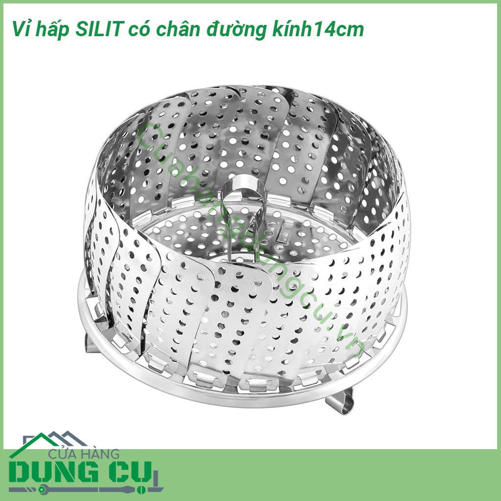 Vỉ hấp đa năng Silit đường kính 14cm được làm từ chất liệu inox có độ bền cao đảm bảo an toàn khi sử dụng Thiết kế nhỏ gọn và tinh tế sản phẩm có thể mở ra hết cỡ và thu lại gọn gàng khi không cần sử dụng