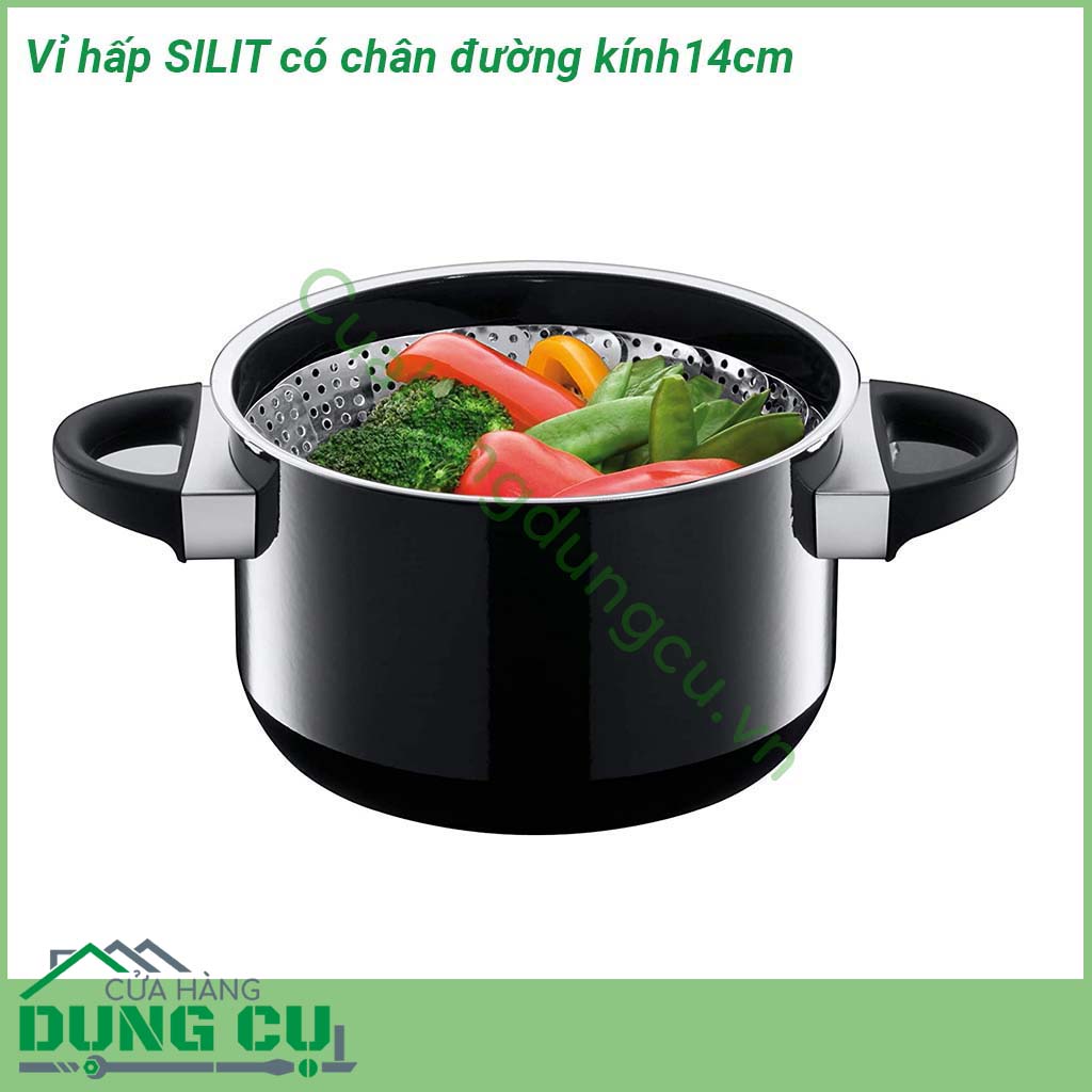 Vỉ hấp đa năng Silit đường kính 14cm được làm từ chất liệu inox có độ bền cao đảm bảo an toàn khi sử dụng Thiết kế nhỏ gọn và tinh tế sản phẩm có thể mở ra hết cỡ và thu lại gọn gàng khi không cần sử dụng