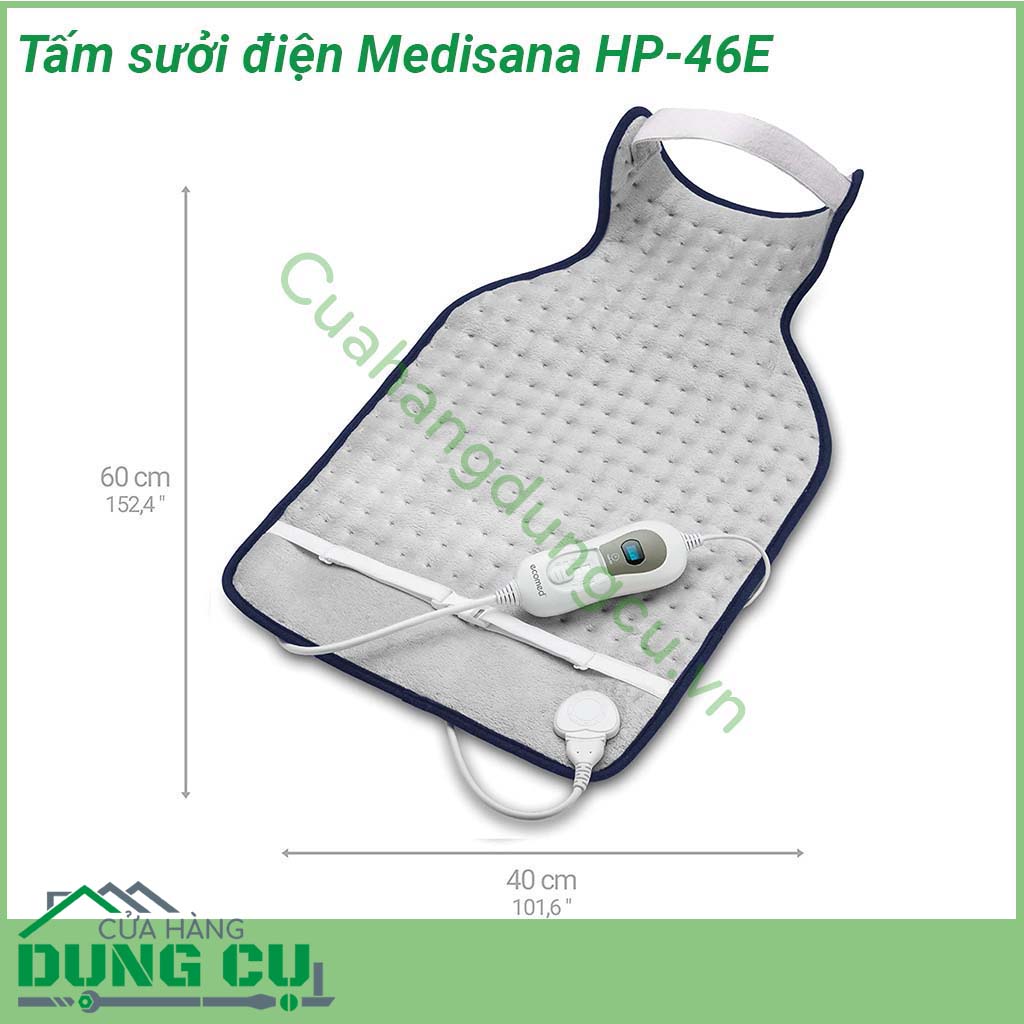 Tấm sưởi làm ấm lưng Medisana HP-46E&nbsp;miếng đệm làm ấm giúp thư giãn lưng giảm đau với cấu tạo mỏng nhẹ giúp bạn có thể dử dụng hàng ngày &nbsp;Bề mặt mềm mại thân thiện với da