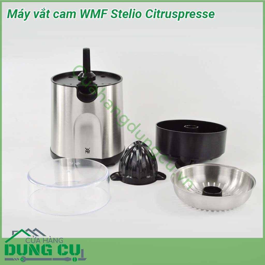 Máy vắt cam WMF Stelio Citruspresse&nbsp;sở hữu thiết kế nhỏ gọn màu sắc trang nhã công suất 85W hoạt động êm ái và nhẹ nhàng &nbsp;Thân máy được làm bằng inox chắc chắn sáng bóng dễ lau chùi và chịu va chạm tốt &nbsp;