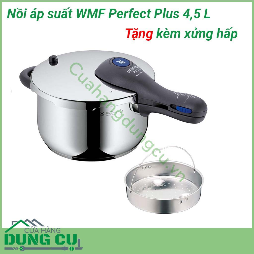 Nồi áp suất WMF Perfect Plus 4 5 lít&nbsp;xuất xứ chính hãng Đức thiết kế hiện đại đặc biệt an toàn và dễ dàng sử dụng với mọi người dùng Sản phẩm thích hợp chế biến các món ninh hầm kho nấu cháo