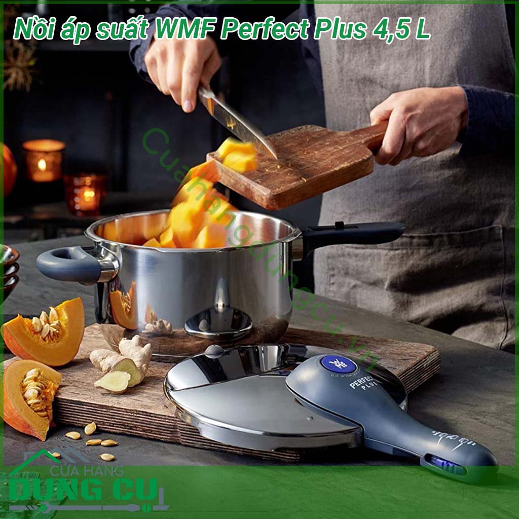 Nồi áp suất WMF Perfect Plus 4 5 lít&nbsp;xuất xứ chính hãng Đức thiết kế hiện đại đặc biệt an toàn và dễ dàng sử dụng với mọi người dùng Sản phẩm thích hợp chế biến các món ninh hầm kho nấu cháo