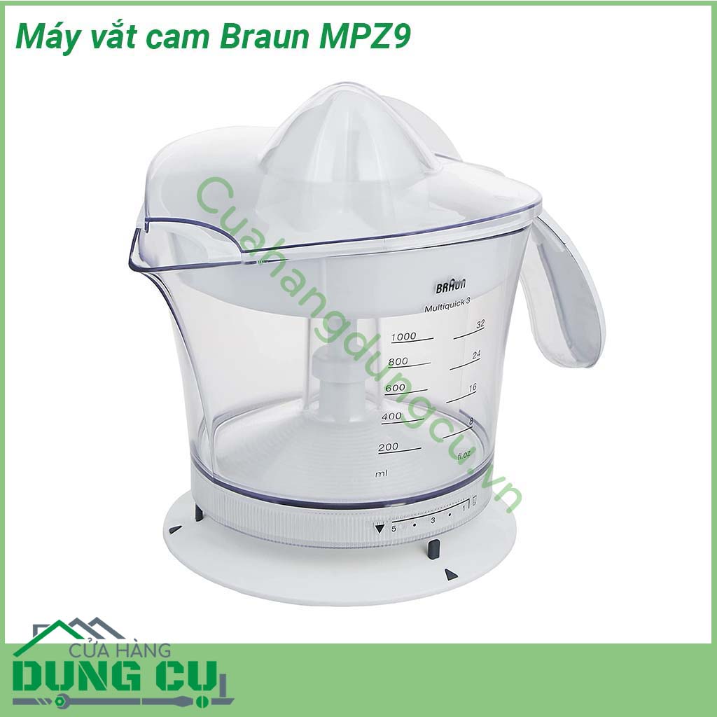 Máy vắt cam siêu nhanh Braun MPZ9 có kiểu dáng nhỏ gọn tiện dụng cùng màu trắng tinh tế đẹp mắt mang đến vẻ đẹp hiện đại cho không gian nhà bếp &nbsp;Máy được thiết kế có hệ thống lọc hạt&nbsp;&nbsp;nên sau khi vắt cam bạn có thể sử dụng ngay&nbsp;