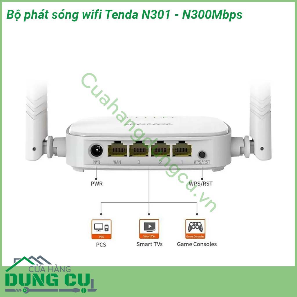Bộ phát sóng wifi Tenda N301&nbsp;được sản xuất và thiết kế nhỏ gọn theo tiêu chuẩn hiện đại &nbsp;Thiết bị phù hợp để sử dụng cho các tòa nhà văn phòng khu nhà ở rộng rãi với việc được trang bị 2 ăng ten 5dBI và khả năng phát sóng wifi mạnh mẽ