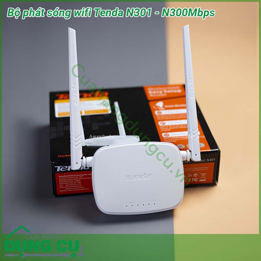 Bộ phát sóng wifi Tenda N301&nbsp;được sản xuất và thiết kế nhỏ gọn theo tiêu chuẩn hiện đại &nbsp;Thiết bị phù hợp để sử dụng cho các tòa nhà văn phòng khu nhà ở rộng rãi với việc được trang bị 2 ăng ten 5dBI và khả năng phát sóng wifi mạnh mẽ