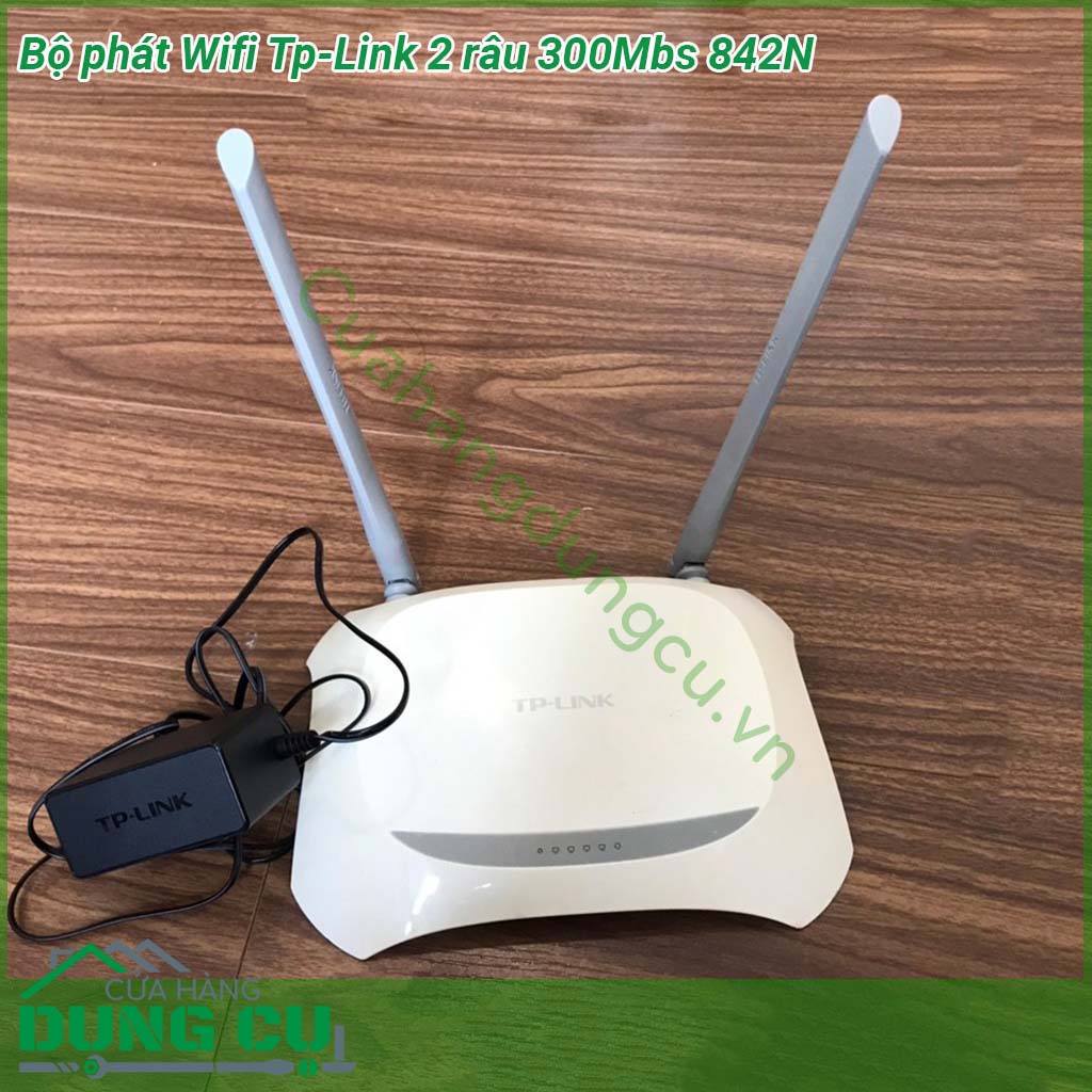 Bộ phát Wifi Tp-Link 842N 2 râu 300Mbs&nbsp;cung cấp tốc độ truyền tải lên đến 300Mbps đảm bảo không bị gián đoạn khi xem phương tiện truyền thông trực tuyến chơi game gọi điện thoại Skype hoặc chuyển dữ liệu nhanh chóng từ thiết bị khác
