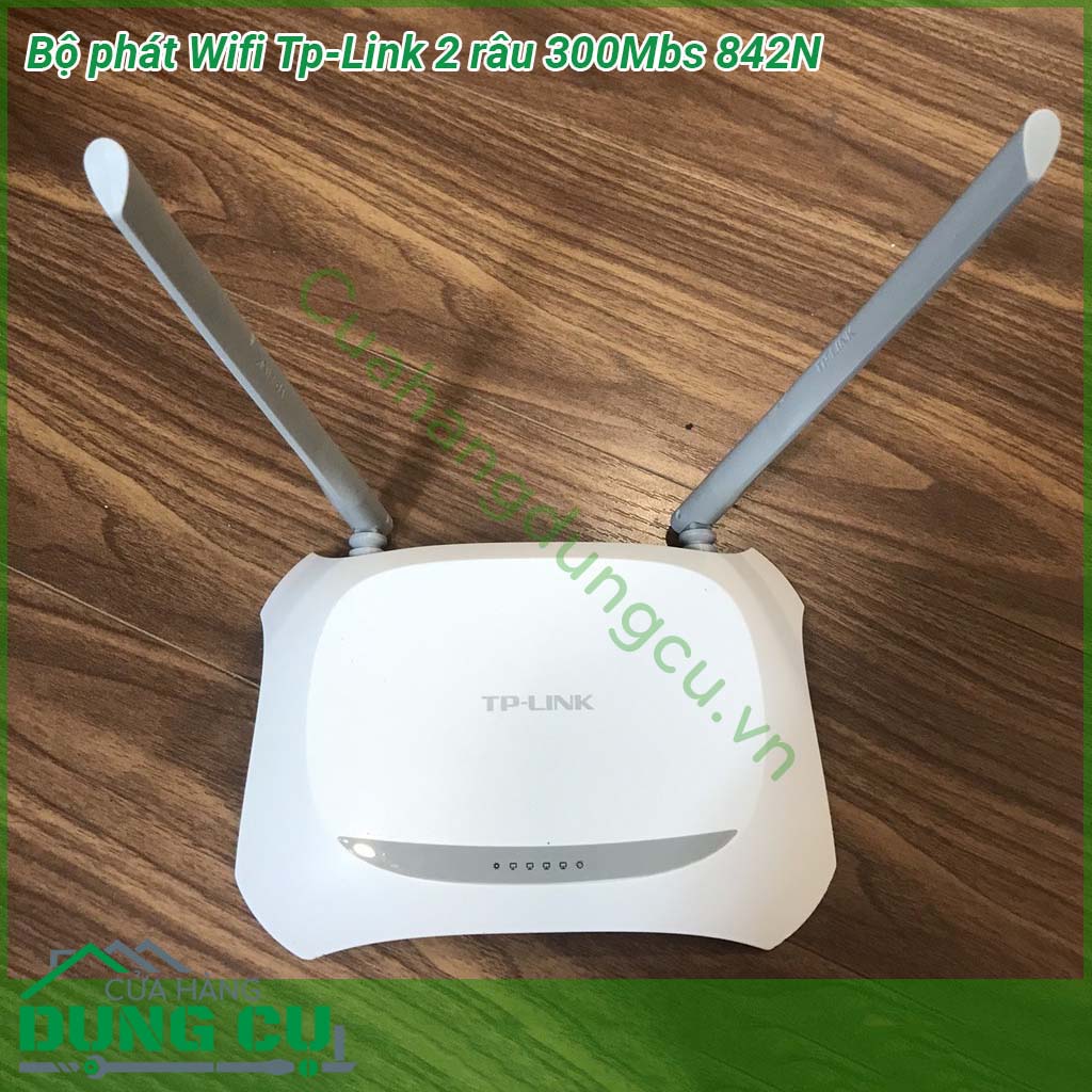 Bộ phát Wifi Tp-Link 842N 2 râu 300Mbs&nbsp;cung cấp tốc độ truyền tải lên đến 300Mbps đảm bảo không bị gián đoạn khi xem phương tiện truyền thông trực tuyến chơi game gọi điện thoại Skype hoặc chuyển dữ liệu nhanh chóng từ thiết bị khác