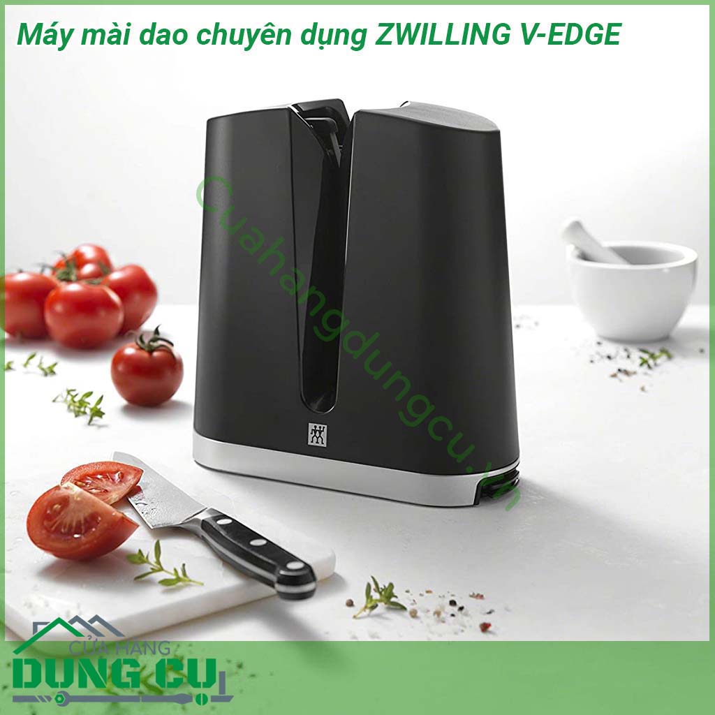 Máy mài dao chuyên dụng ZWILLING V-EDGE thiết kế nhỏ gọn dễ dàng cất giữ và sử dụng Chân đỡ làm bằng cao su chống trượt giúp việc mài dao trở nên an toàn hơn