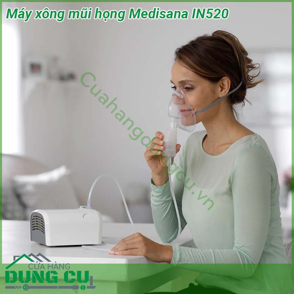 Máy xông mũi họng Medisana IN520&nbsp;hoạt động êm ái không gây tiếng ồn không gây cảm giác khó chịu cho người dùng Nhỏ và gọn máy xông mũi họng Medisana IN520 không chỉ phù hợp để sử dụng trong gia đình mà còn có thể dễ dàng vận chuyển