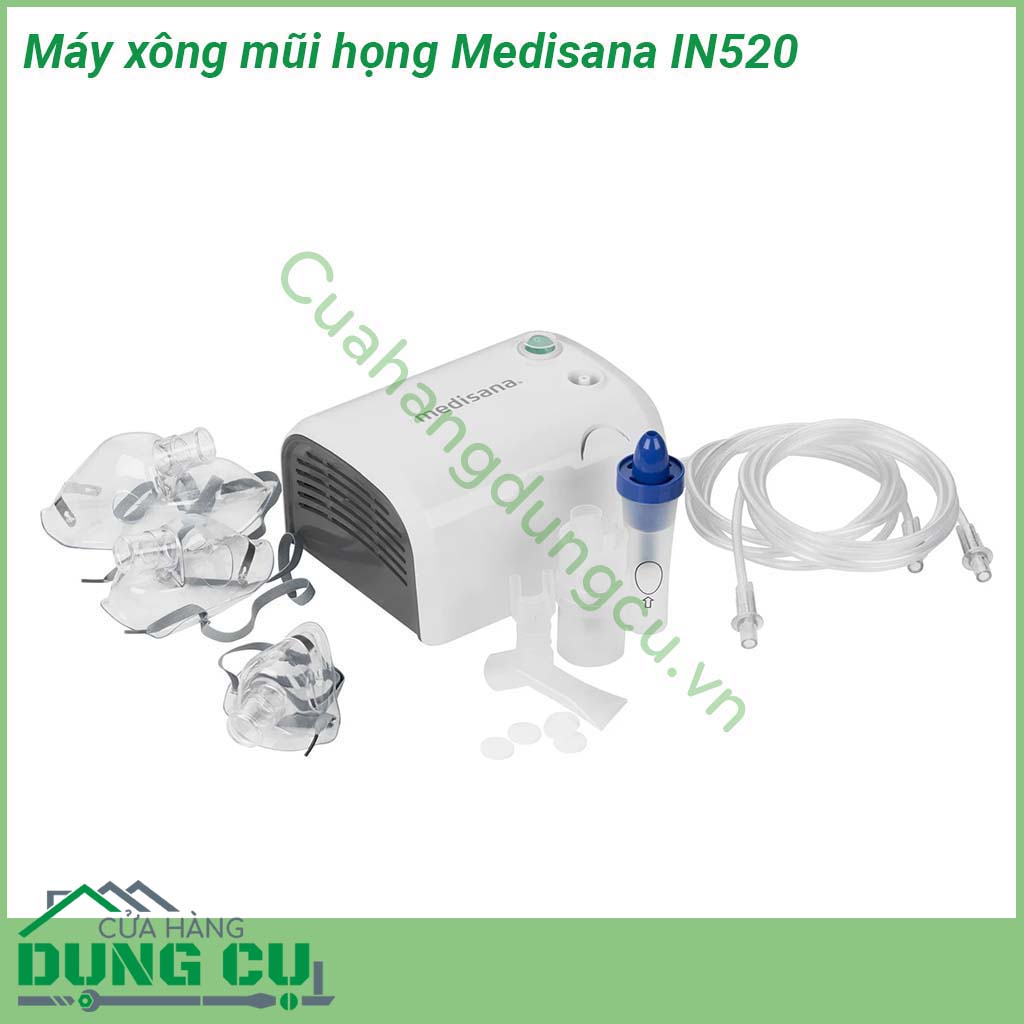 Máy xông mũi họng Medisana IN520&nbsp;hoạt động êm ái không gây tiếng ồn không gây cảm giác khó chịu cho người dùng Nhỏ và gọn máy xông mũi họng Medisana IN520 không chỉ phù hợp để sử dụng trong gia đình mà còn có thể dễ dàng vận chuyển