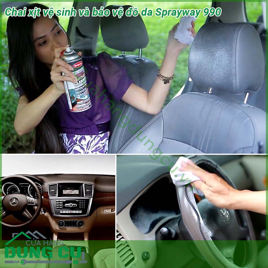 Chai xịt vệ sinh và bảo vệ đồ da Sprayway 990&nbsp;sử dụng vô cùng đơn giản tiết kiệm thời gian cho bạn và gia đình &nbsp;Làm sạch vết bẩn đánh bóng những sản phẩm làm bằng da mà không gây hư hại bề mặt