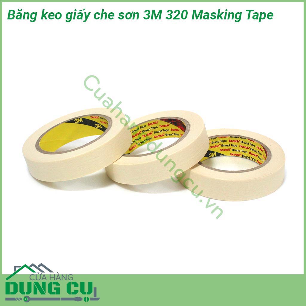Băng keo giấy che sơn 3M 320 Masking Tape được làm từ chất liệu giấy dai chắc dễ xé khi sử dụng &nbsp;Sản phẩm băng keo 1 mặt có độ kết dính nhanh và cực kỳ hiệu quả