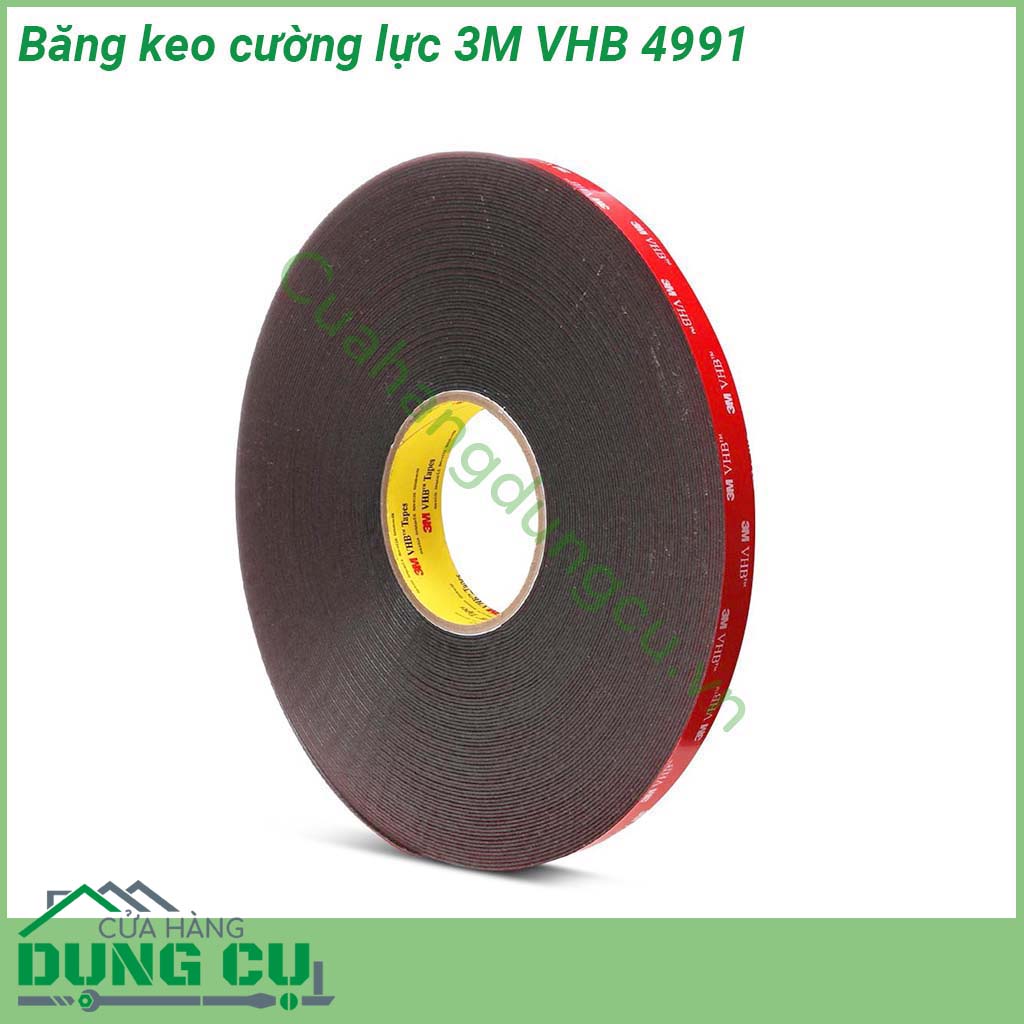 Băng keo cường lực 3M VHB 4991&nbsp;độ bám dính rất cao 100 chất liệu acrylic tạo thành một sự chặt chẽ tạo lớp đệm hiệu suất cao Đủ mạnh để thay thế mối hàn con vít đinh tán chất kết dính và chất lỏng có độ bền lâu dài trong nhà và ngoài trời