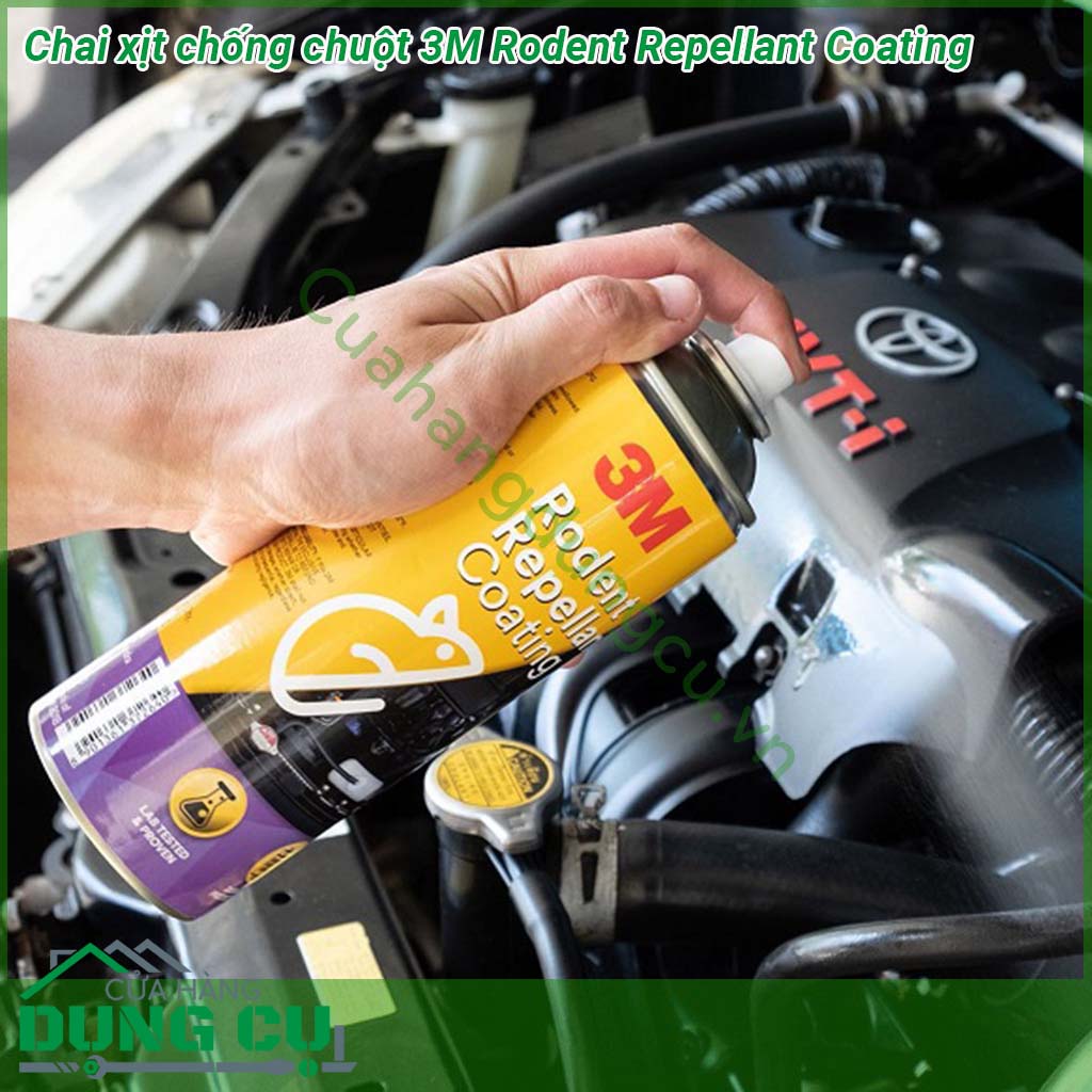 Chai xịt chống chuột 3M Rodent Repellant Coating&nbsp;tạo màng phủ bảo vệ các chi tiết điện dây điện cao su nhựa trong khoang động cơ và các vị trí trên ô tô khỏi sự cắn phá của chuột và các loại gặm nhấm