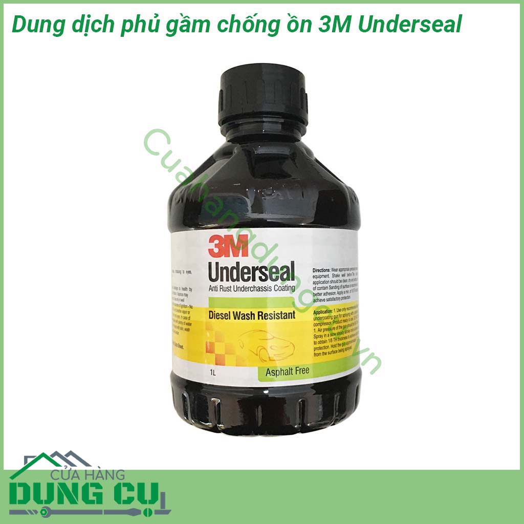 Dung dịch phủ gầm chống ồn 3M Underseal&nbsp;có lớp polymer giúp chống nước dưới gầm Từ đó giúp tạo lớp phủ gầm chống rỉ sắt gầm xe &nbsp;Tốc độ khô của dung dịch phủ gầm nhanh cho hiệu quả cao Chịu được nhiệt độ lên tới 180 độ