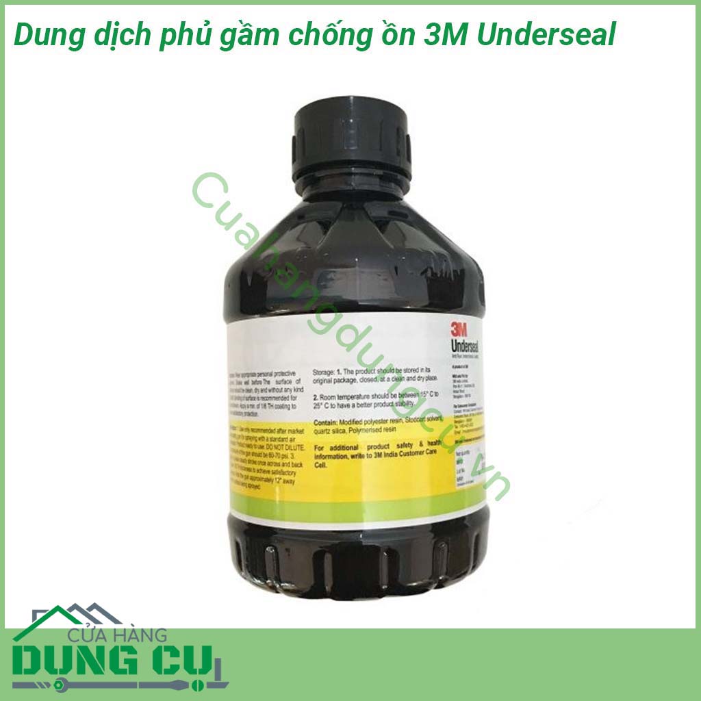 Dung dịch phủ gầm chống ồn 3M Underseal&nbsp;có lớp polymer giúp chống nước dưới gầm Từ đó giúp tạo lớp phủ gầm chống rỉ sắt gầm xe &nbsp;Tốc độ khô của dung dịch phủ gầm nhanh cho hiệu quả cao Chịu được nhiệt độ lên tới 180 độ