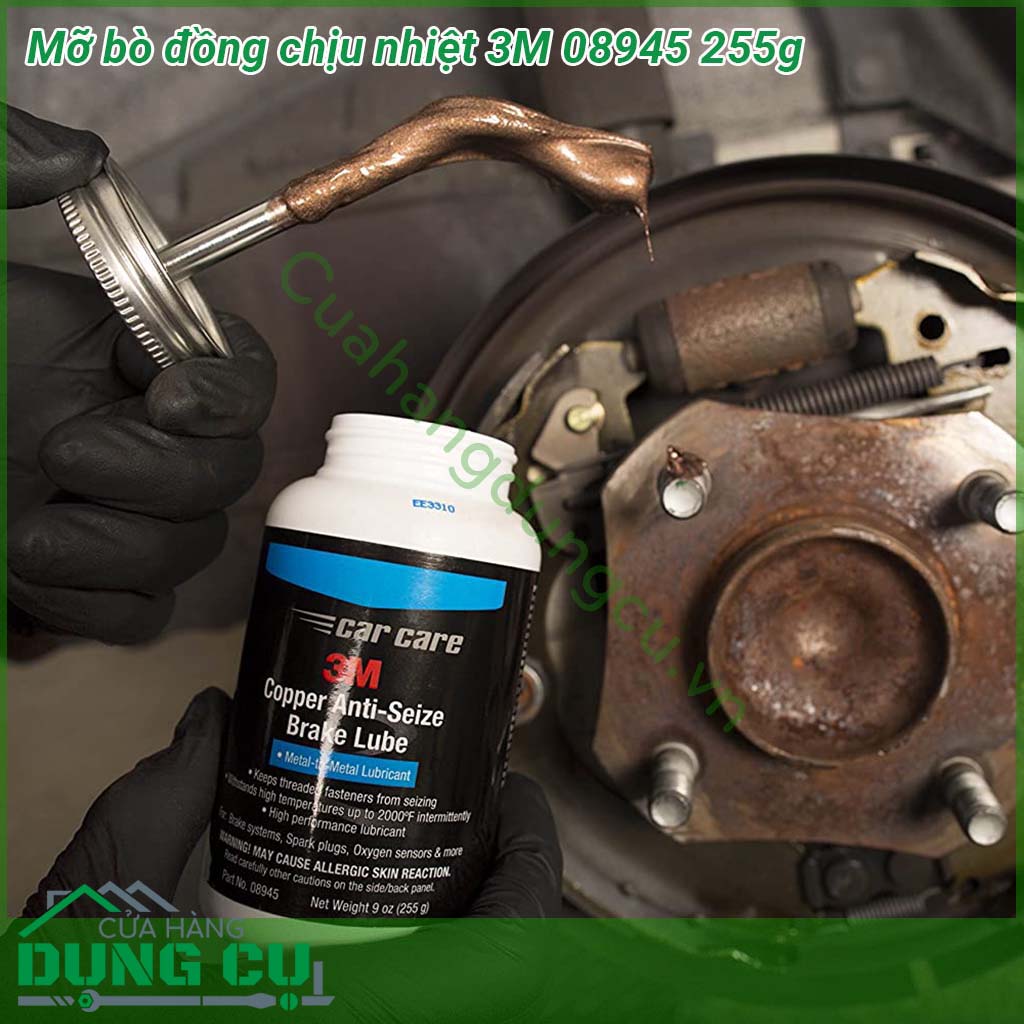 Mỡ bò đồng chịu nhiệt 3M 08945 255g&nbsp;bôi trơn và bảo vệ chống ăn mòn trong môi trường áp suất và nhiệt độ cao như hệ thống phanh xe &nbsp;Sử dụng để giữ đai ốc và bu lông khỏi bị kẹt với nhau cũng như giúp bảo vệ và ngăn ngừa rỉ sét