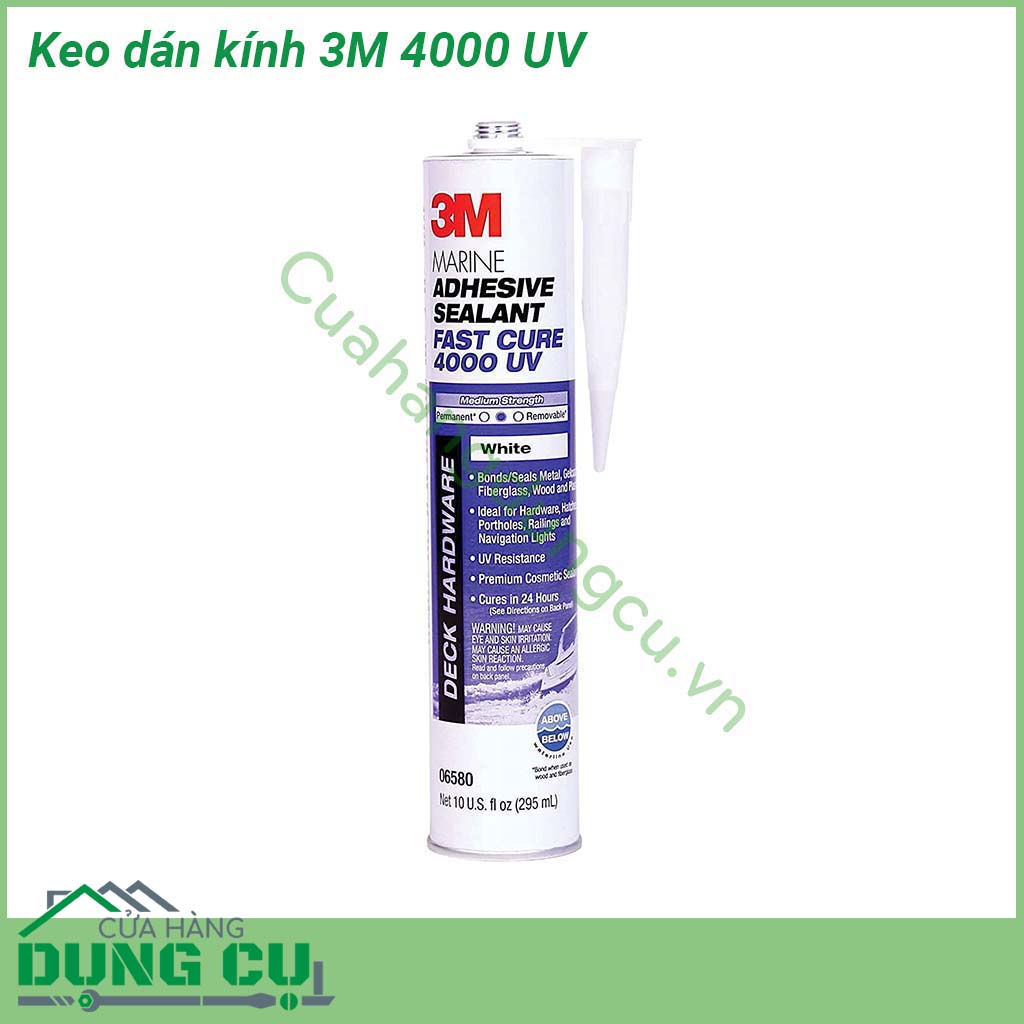Keo dán kính 3M Marine Adhesive Sealant Fast Cure 4000 UV&nbsp;màu trắng dùng trám trét kính gỗ kim loại Chịu được nhệt độ và độ ẩm cao có độ kết dính cao hiệu quả mà không cần pha trộn