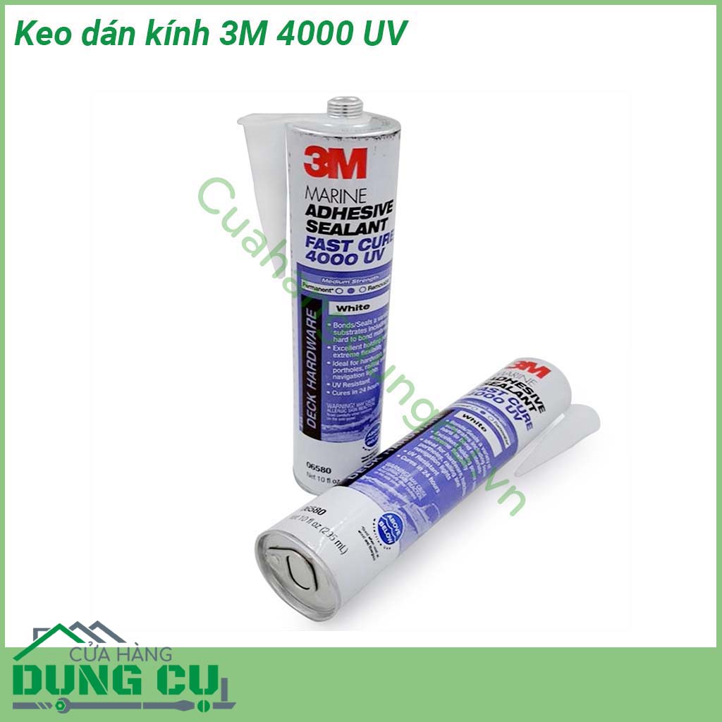 Keo dán kính 3M Marine Adhesive Sealant Fast Cure 4000 UV&nbsp;màu trắng dùng trám trét kính gỗ kim loại Chịu được nhệt độ và độ ẩm cao có độ kết dính cao hiệu quả mà không cần pha trộn