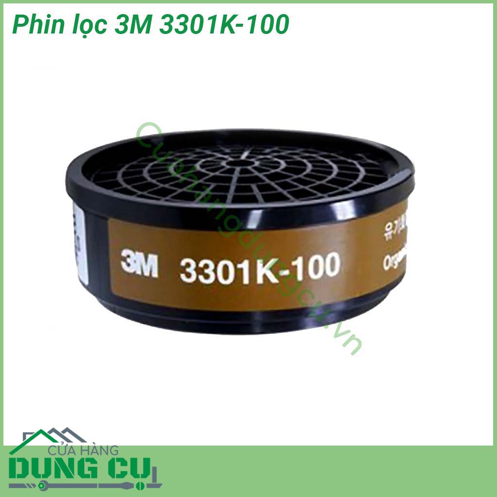 Phin lọc hơi hữu cơ 3M 3301K-100&nbsp;có lõi than hoạt tính tác dụng lọc các khí độc hại Phần màng PoLy chủ yếu để lọc các hạt bụi kể cả các hạt bụi cực nhỏ Bảo vệ hệ hô hấp của người sử dụng khi làm việc trong môi trường ô nhiễm không khí