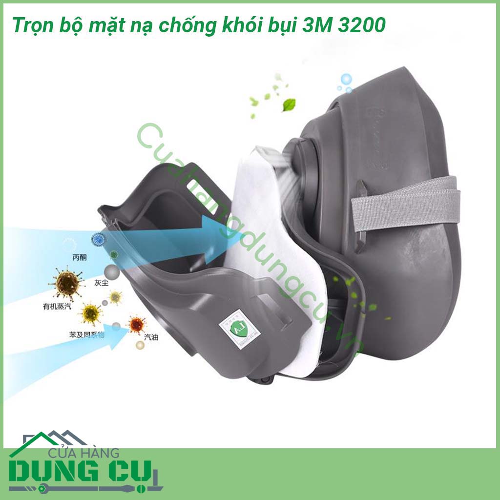 Trọn bộ mặt nạ chống khói bụi 3M 3200&nbsp;thiết kế nhỏ gọn nhẹ nhàng chất liệu được làm từ silicon và nhựa cao cấp chịu được nhiệt độ độ ẩm cao ôm khít gương mặt giúp bạn có thể sử dụng lâu dài mà vẫn luôn cảm thấy thoải mái &nbsp;