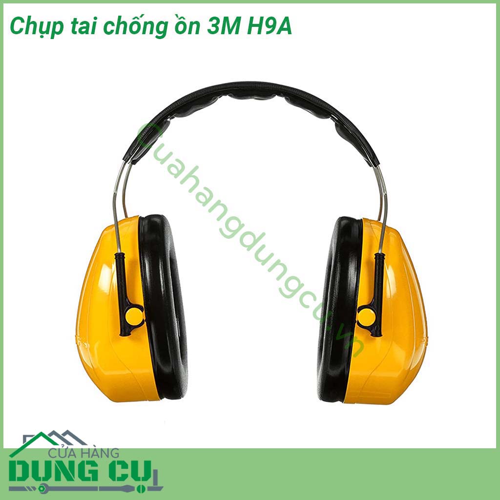 Chụp tai chống ồn 3M H9A cấu tạo từ nhựa ABS cứng cáp Lớp đệm mút êm ái tạo cảm giác thoải mái cho người đeo đảm bảo ôm khít vành tai Phần khung được thiết kế linh hoạt có thể điều chỉnh được độ cao và gập gọn Độ chống ồn NRR 25 dB