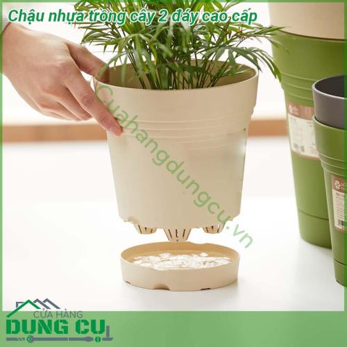 Chậu nhựa trồng cây 2 đáy cao cấp có 3 kích thước phù hợp cho các loại cây để bàn gọn nhẹ Chậu nhựa cao cấp được sản xuất bằng loại nhựa cao cấp độ dẻo cao đàn hồi tốt phù hợp với nhiều loại cây cảnh khác nhau và điều kiện thời tiết khắc nghiệt